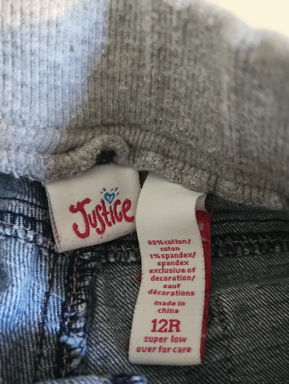 Justice Girls Denim Shorts with Knit Waistband - Size 12R